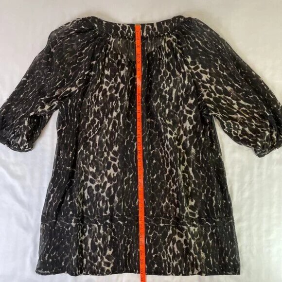 Worthington Embellished Sheer Tunic Dress Blouse Leopard Print V Neck Size 2X - Picture 8 of 10